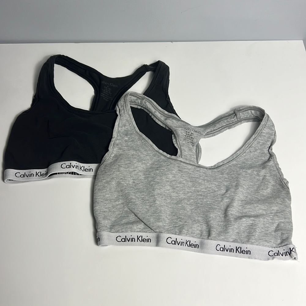 Calvin Klein Lot of 2 Cotton Bra Bralette Black and Grey Size Medium